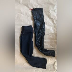 SPANX 2 pairs of pants size small: black moto leggings; black jeanish pants